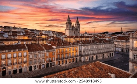 Image, Stock Photo Sky over Lisbon | Rope team