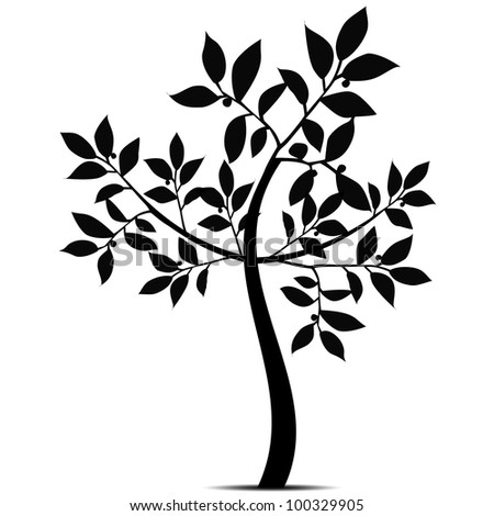 Beautiful Art Tree Silhouette Isolated On White Background Stock Vector ...