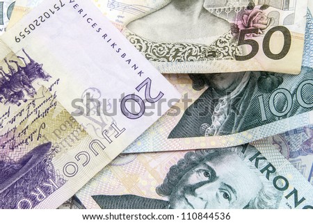 Swedish currency background - 20 and 50 kronor