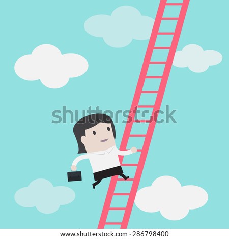 Businesswoman Climbs Up The Ladder - Vector - 286798400 : Shutterstock