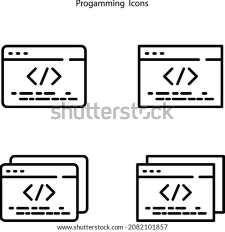 progamming icons isolated on white background. progamming icon thin line outline linear progamming symbol for logo, web, app, UI. progamming icon simple sign.