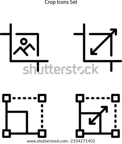 Crop Tool Frame on white backgtound, Cropping Instrument. Flat Vector Icon illustration. Simple black symbol on white background.