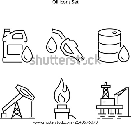 Oil and gas icon set. Oil and energy mining company outlined icon collection. 