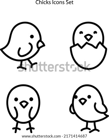 chicks icons set isolated on white background. chick icon thin line outline linear chick symbol for logo, web, app, UI. chick icon simple sign.