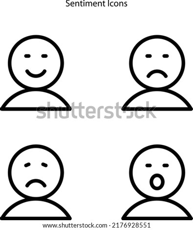 User experience feedback sentiment icon set. Faces with different expressions including excellent, happy, neutral, sad, angry for satisfaction feedback.