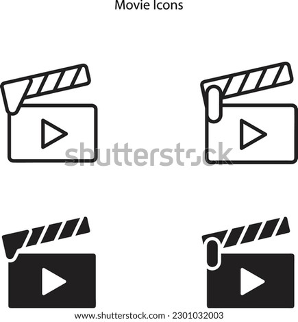 Movie film icon isolated on white background, video production icon. Video editing industry, movie montage or cinema production thin line vector sign.
