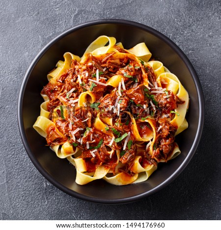 Similar – Image, Stock Photo close-up of spaghetti pasta, shot from above