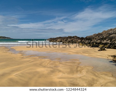 Image, Stock Photo deserted sandy beach with surveillance tower