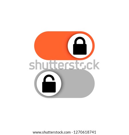 On and Off toggle switch buttons - lock and unlock icon -  padlock