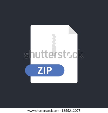 Zip file icon. Archive file with compressed information. Zipper icon. Vector