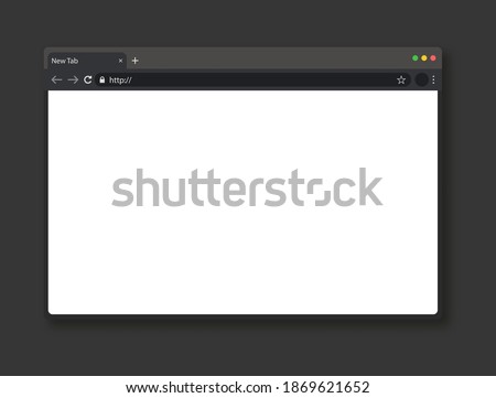 Realistic template of empty browser page. White internet window and grey toolbar. Vector