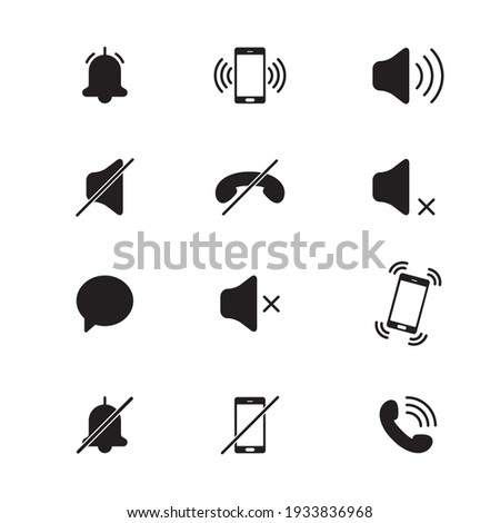 Audio mobile phone icons. Mode of noise, silence, vibration. Various sound signal signs. Quiet mode. Vector