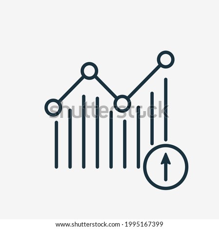 Growing Graph Linear Icon. Increase of Graphic Bar with Arrow Up. Finance and Business Line Icon. Editable stroke. Vector illustration.