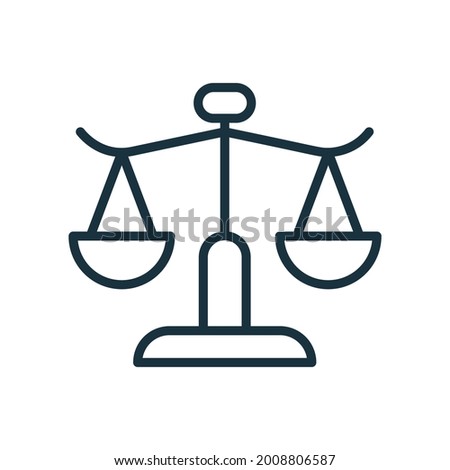 Balance Weight Scales Linear Icon. Civil Rights Icon. Law Scale Line Pictogram. Symbol of Judgment and Justice. Equality sign between Men and Women. Editable stroke. Vector illustration.
