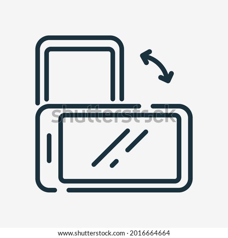 Rotate Smartphone Line Icon. Mobile Screen Rotation Linear Pictogram. Mobile Screen Horizontal and Vertical Turn Outline Icon. Editable Stroke. Isolated Vector Illustration.
