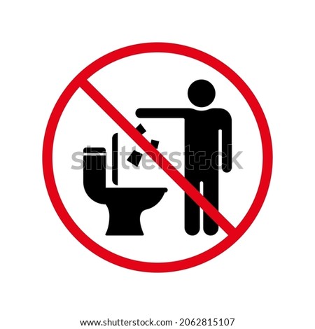 Do Not Throw Trash and Paper in Toilet Room Silhouette Sign. Dont Littering in Toilet Warning Icon. Keep Clean Symbol. Forbidden Drop Garbage Pictogram. Isolated Vector Illustration.