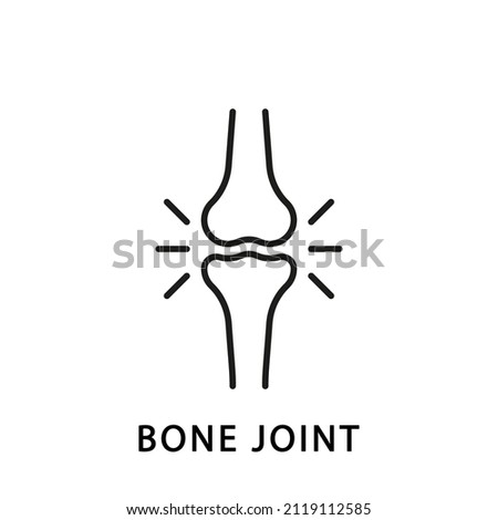Human Knee Bone Joint Line Icon. Anatomy Leg Skeleton Linear Pictogram. Arthritis, Osteoporosis Illness of Bone Joint Outline Icon. Orthopedic Health. Editable Stroke. Isolated Vector Illustration. Foto d'archivio © 