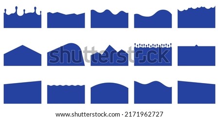 Curve Lines, Drops, Wave Collection of Abstract Design Element for Bottom Page Web Site. Template of Modern Dividers Shapes for Website Pictogram Set. Isolated Vector Illustration.