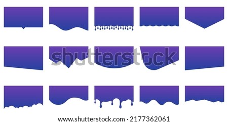 Set of Dividers Shapes for Website. Curve Lines, Drops, Wave Collection of Abstract Design Element for Top, Bottom Page Web Site. Isolated Vector Illustration.