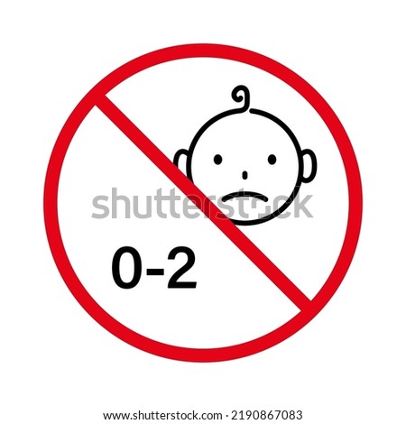 Ban Baby Age 2 Years Black Line Icon. No Allowed Danger Toy Sign. Forbidden Child Under Two Year Pictogram. Prohibit Not Suitable for Kid Red Stop Circle Outline Symbol. Isolated Vector Illustration