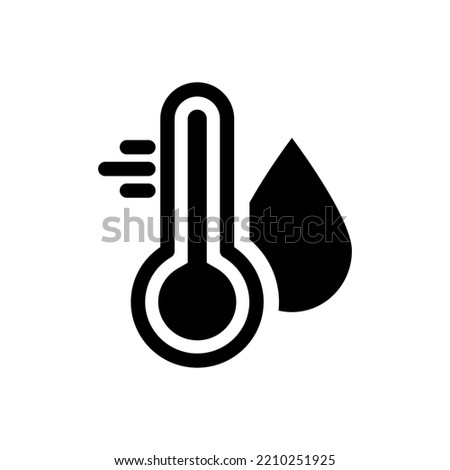 Water Temperature Indicator Silhouette Icon. Mercury Thermometer and Water Drop Black Pictogram. Temperature and Humidity Level Icon. Isolated Vector Illustration.