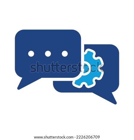 Settings Chat Color Icon. Speech Bubble with Gear Configuration Concept Silhouette Pictogram. Dialog Balloon and Cog Wheel Talk Service Icon. Isolated Vector Illustration.