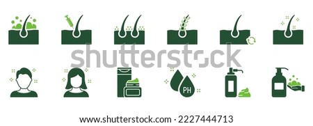Hair Beauty Care Silhouette Icons. Treatment and Problem of Hair. Hair Care and Loss Problem. Cosmetic Products for Hairstyle Color Icons. Isolated Vector Illustration.