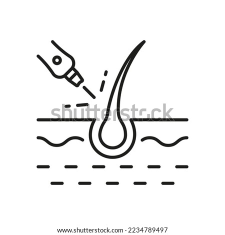 Hair Laser Removal Line Icon. Epilation, Depilation, Medical Treatment Linear Pictogram. Professional Beauty Dermatology Procedure Outline Icon. Editable Stroke. Isolated Vector Illustration.