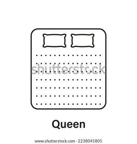 Mattress Queen Size Line Icon. Bed Size Dimension Linear Pictogram. Bed Length Measurement for Bedchamber in Hotel or Home Icon. Mattress Size. Editable Stroke. Isolated Vector Illustration.