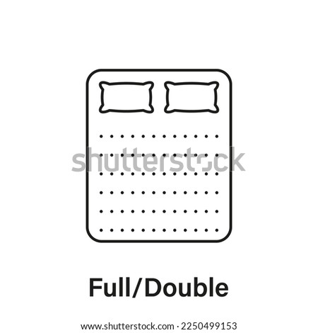 Mattress Full Double Size Line Icon. Bed Size Dimension Linear Pictogram. Bed Length Measurement for Bedchamber in Hotel or Home Icon. Mattress Size. Editable Stroke. Isolated Vector Illustration.