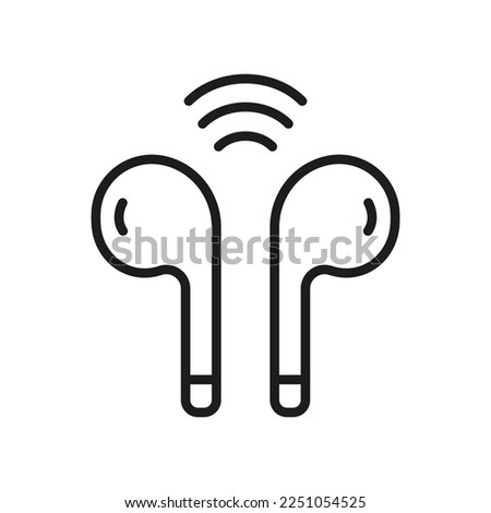 Earphone Line Icon. Wireless Headphone Linear Sign. Portable Ear Phone for Listening to Music Outline Symbol. Earbud Sound Equipment. Headset Icon. Editable Stroke. Isolated Vector Illustration.