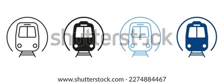 Subway Line And Silhouette Color Icons Set. Electric Public Transportation, Underground Station Collection Of Outlines And Solid Symbols. Subway Station Pictograms. Isolated Vector Illustration.