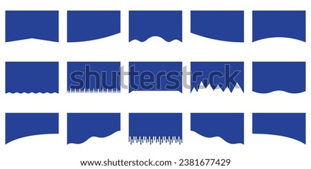 Divider Shape for Website Set. Abstract Design Elements for Top and Bottom Web Page. Wave Shape, Curve Line, Drops Separator Effects Collection For Poster, App, Banner. Isolated Vector Illustration.