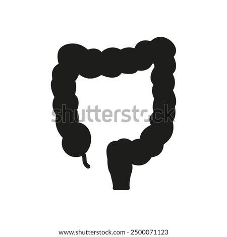 Human Colon Silhouette Icon. Digestive Health Care, Large Intestine, And Colorectal Health. Isolated Vector Illustration.