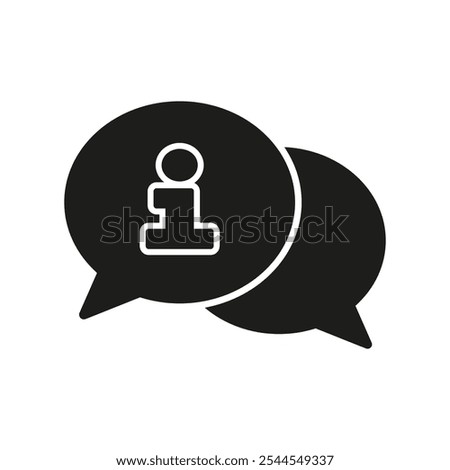 Information Chat Silhouette Icon for Online Support and Communication. Speech Bubble and Info Glyph Symbol for Digital Service Assistance. Isolated Vector Illustration.