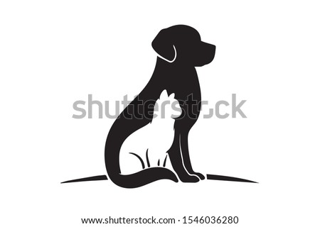 Dog and Cat silhouette and pet shop Logo Design
