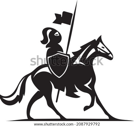 A knight on a horse Silhouette, Horse Warrior Paladin Medieval logo design