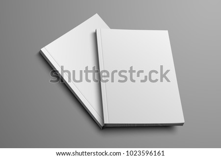 A realistic layout of the brochure for the presentation of the cover. Two vector catalog mockup format A4 and A5 on a gray background. Set.