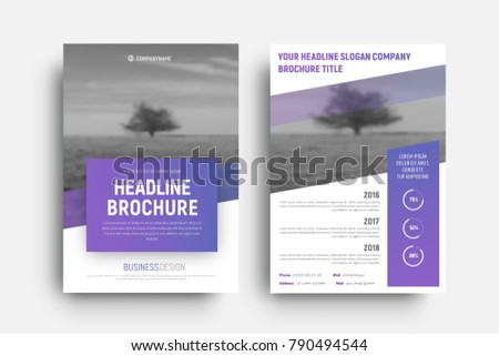 Design vector white modern brochure with diagonal place for photo. A flyer template with a rectangle for header and info.