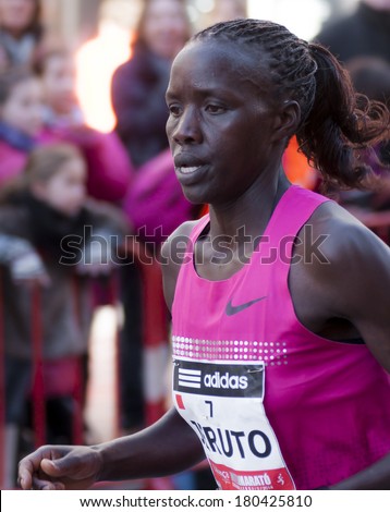 Participant Number 7, 1st women classificated (Faith Jeruto) on the Mitja Marato Granollers 2014, celebrated on 2nd of February of 2014