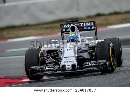 BARCELONA - FEBRUARY 21: Felipe Massa of Williams at third day of Formula One Test Days at Catalunya Circuit on February 21, 2015 in Barcelona, Spain.