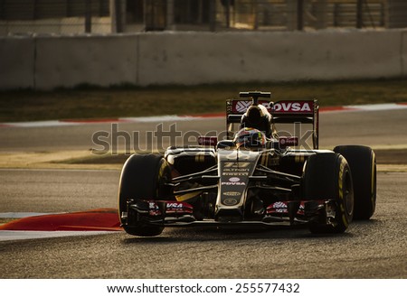 BARCELONA - FEBRUARY 19: Pastor Maldonado of Lotus at first day of Formula One Test Days at Catalunya Circuit on February 19, 2015 in Barcelona, Spain.