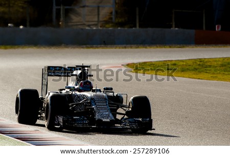 BARCELONA - FEBRUARY 27: Daniil Kvyat of RedBull at second day of Formula One Test Days at Catalunya Circuit on February 27, 2015 in Barcelona, Spain.