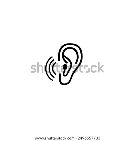 Ear vector icon, hearing symbol ear icon, hearing linear sign isolated on white background