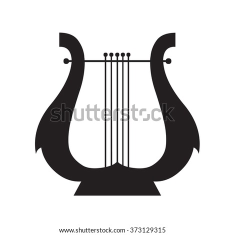 Icon harp vector black, a musical instrument. beautiful luxury classic lyre mini harp vector icon flat illustration design isolated background
