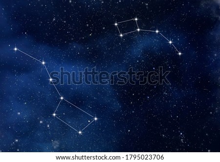 The constellation Ursa Major and Ursa Minor in the starry sky as background Foto stock © 