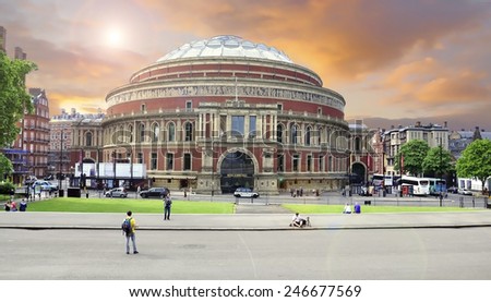 LONDON - MAY 15: Royal Albert Hall concert room during the sunset - storm is coming in London on May 15.2014 in England.