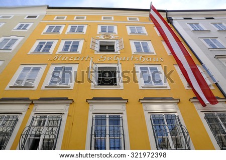 SALZBURG - SEP 11: Birthplace of the famous composer Wolfgang Amadeus Mozart in Salzburg on September 11. 2015 in Austria