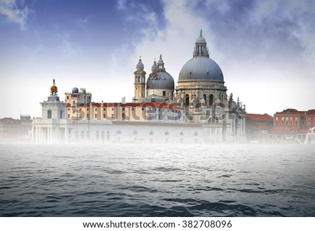 Similar – Image, Stock Photo Travel Venice, foggy grand canal with old houses, city trip