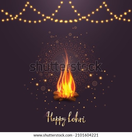 illustration of Happy Lohri holiday background for Punjabi sikh festival  flyer poster banner creative greeting